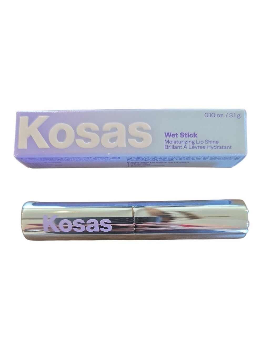 Kosas Wet Stick Moisturizing Lip Shine in Heatwave Retail $24 Silver Tube
